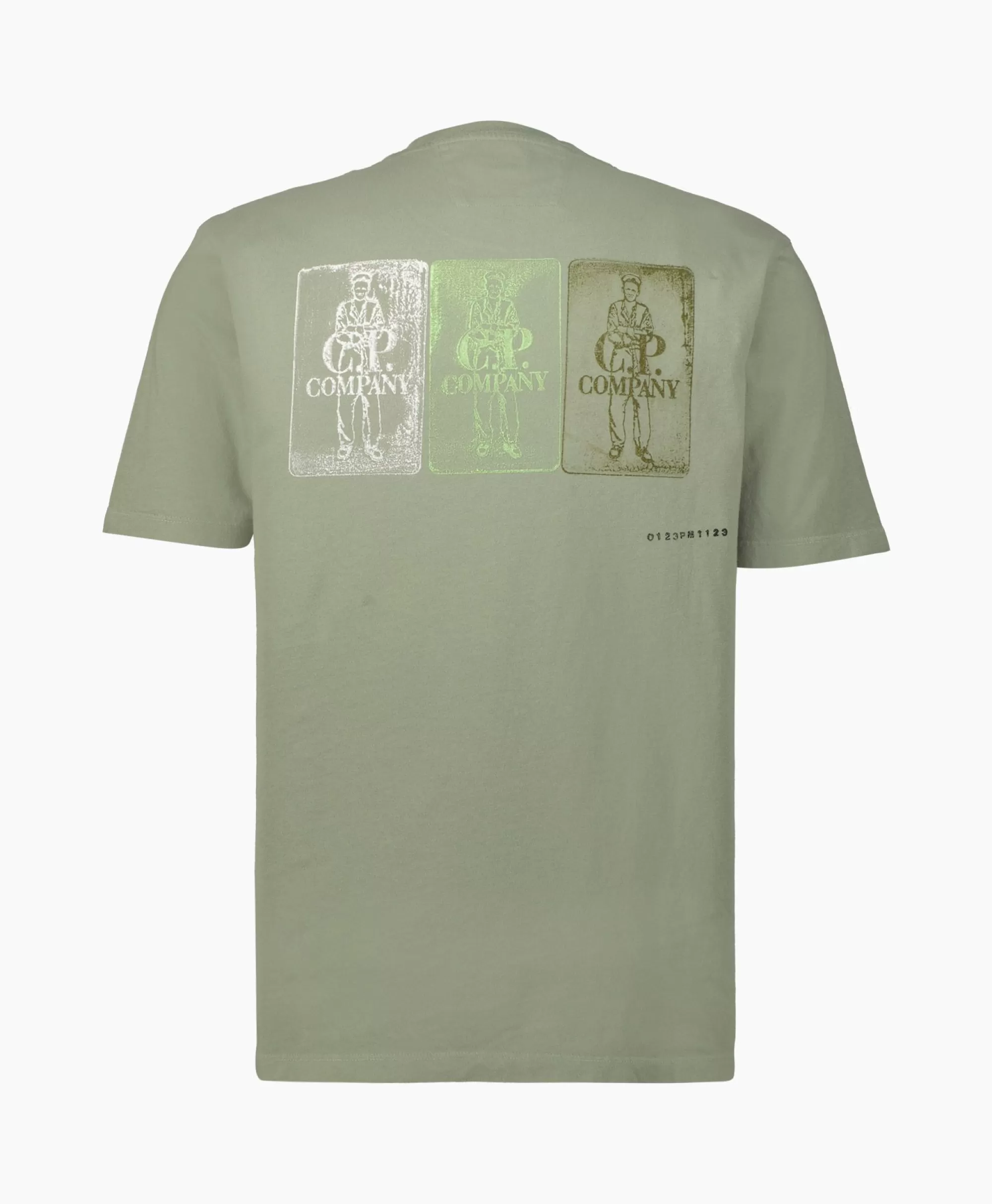 T-Shirts*Cp Company T-Shirt Korte Mouw Jersey Artisinal Three Cards Groen