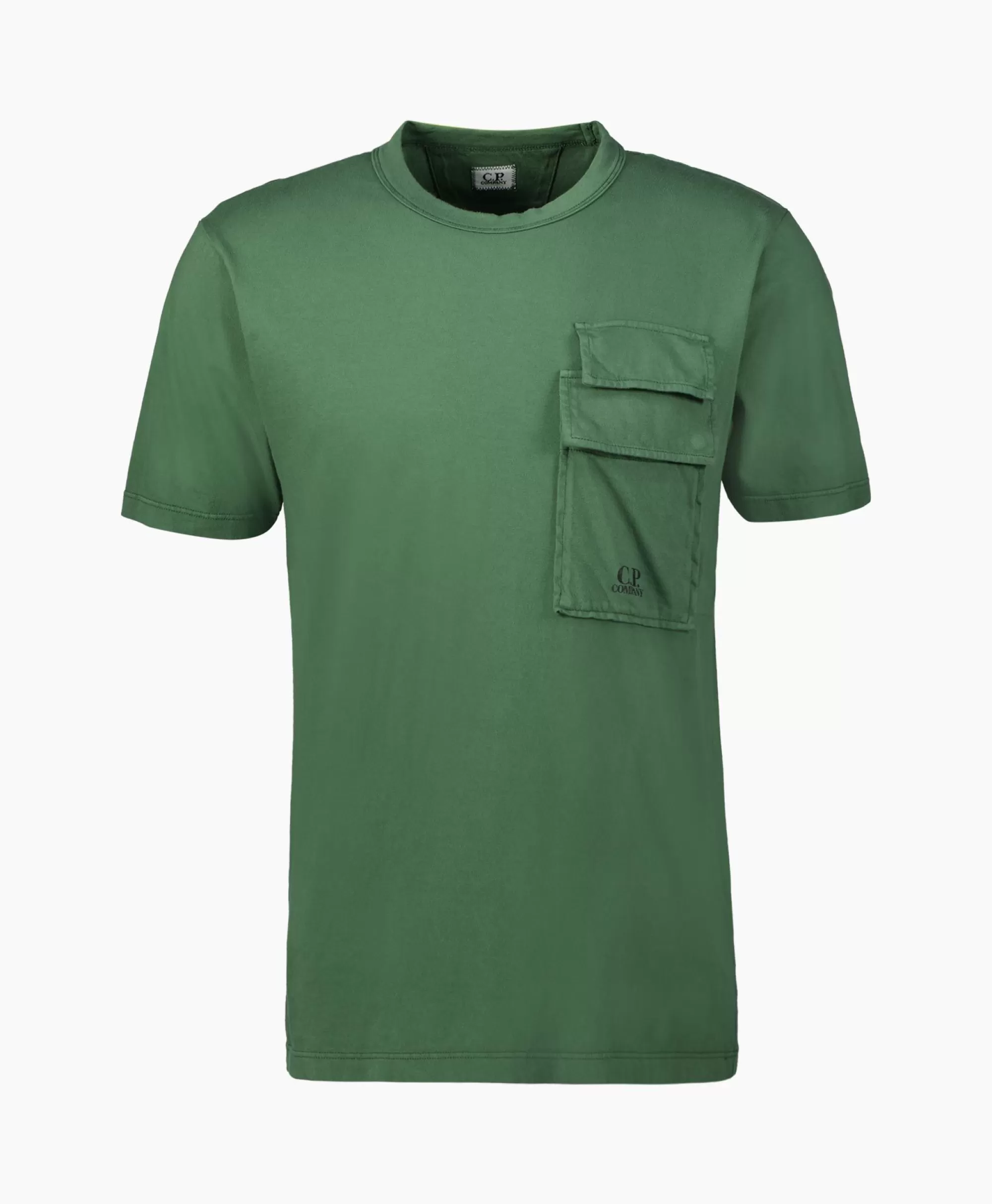 T-Shirts*Cp Company T-Shirt Korte Mouw Jersey Flap Pocket Groen