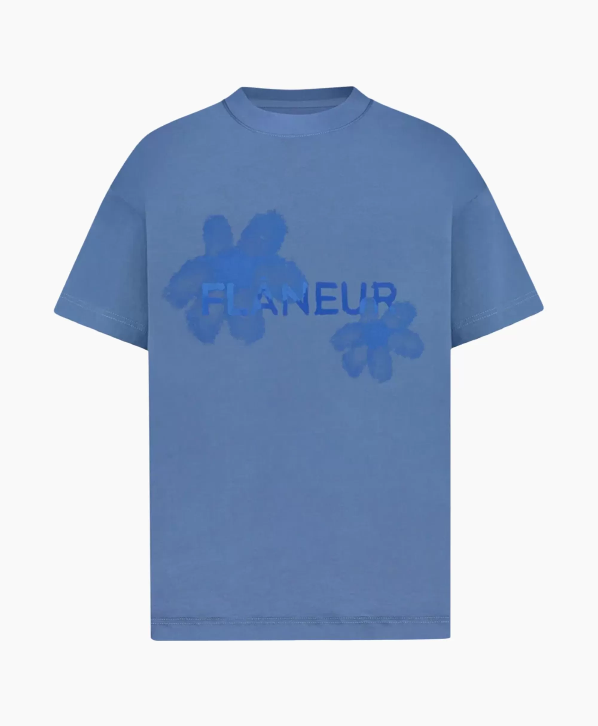 T-Shirts*Flâneur Flaneur T-Shirt Korte Mouw Floral Watercolor Blauw