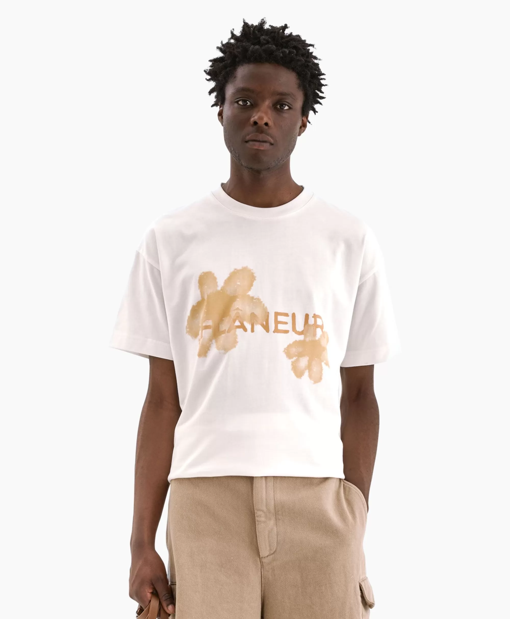 T-Shirts*Flâneur Flaneur T-Shirt Korte Mouw Floral Watercolor Wit