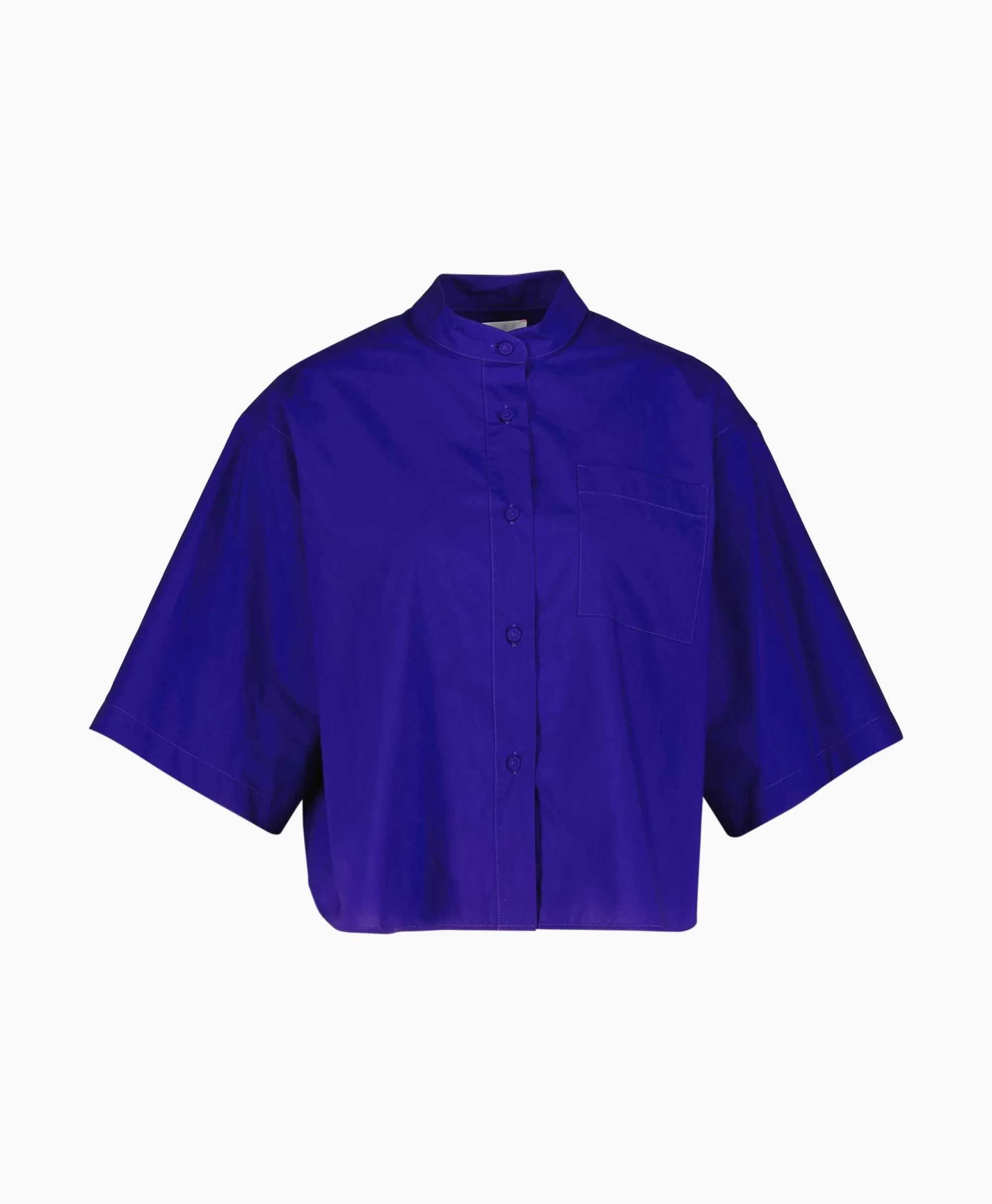 Blouses*Forte_forte Blouse Bci Cotton Popeline Half Sleeves Paars