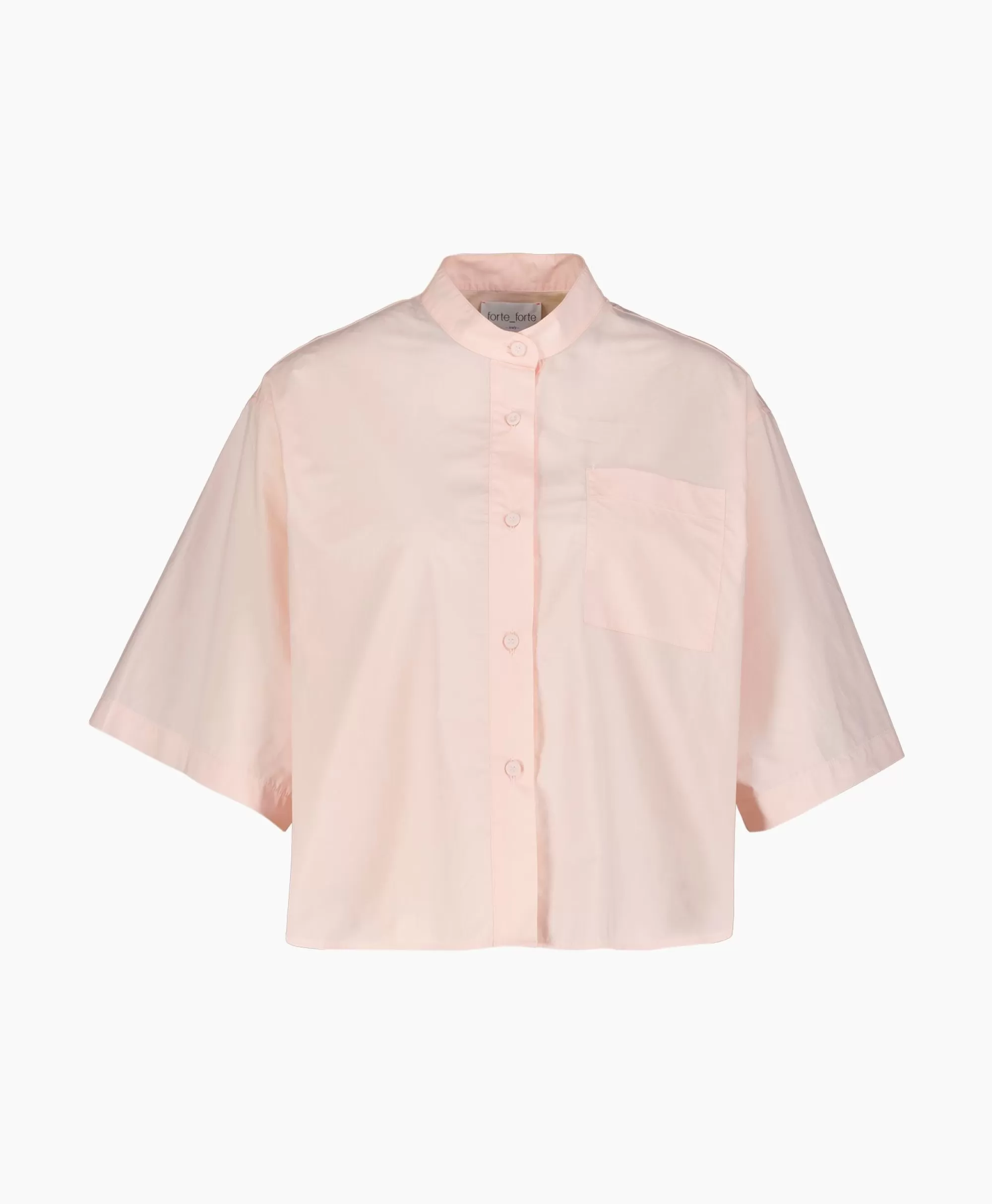 Blouses*Forte_forte Blouse Bci Cotton Popeline Half Sleeves Rose