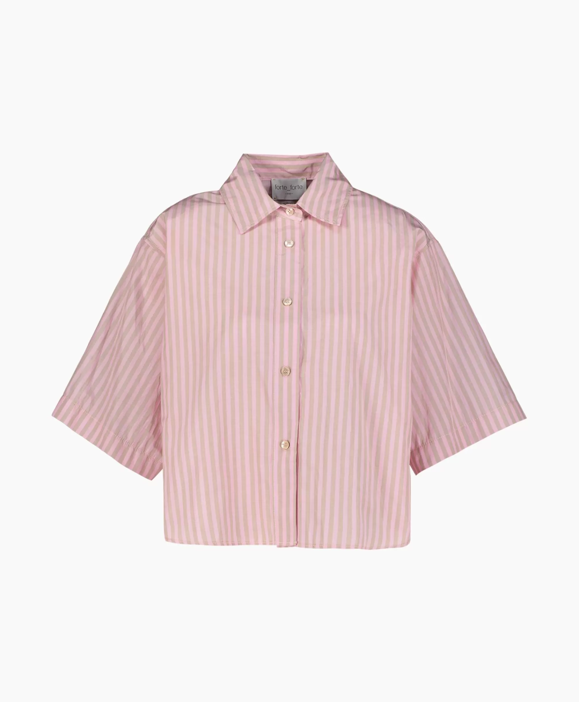 Blouses*Forte_forte Blouse Chic Striped Taffetas Half Sleeves Boxy Rose
