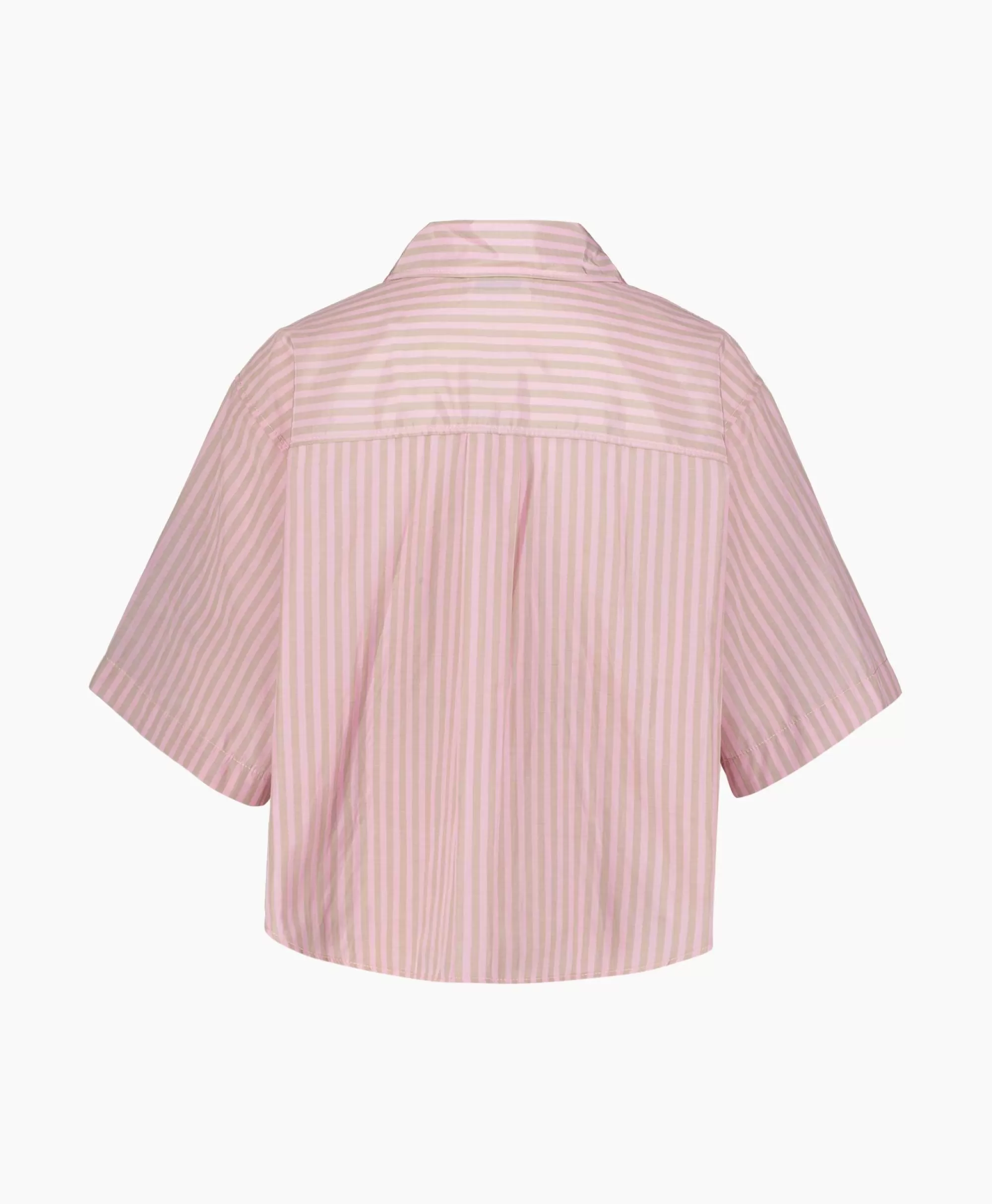 Blouses*Forte_forte Blouse Chic Striped Taffetas Half Sleeves Boxy Rose