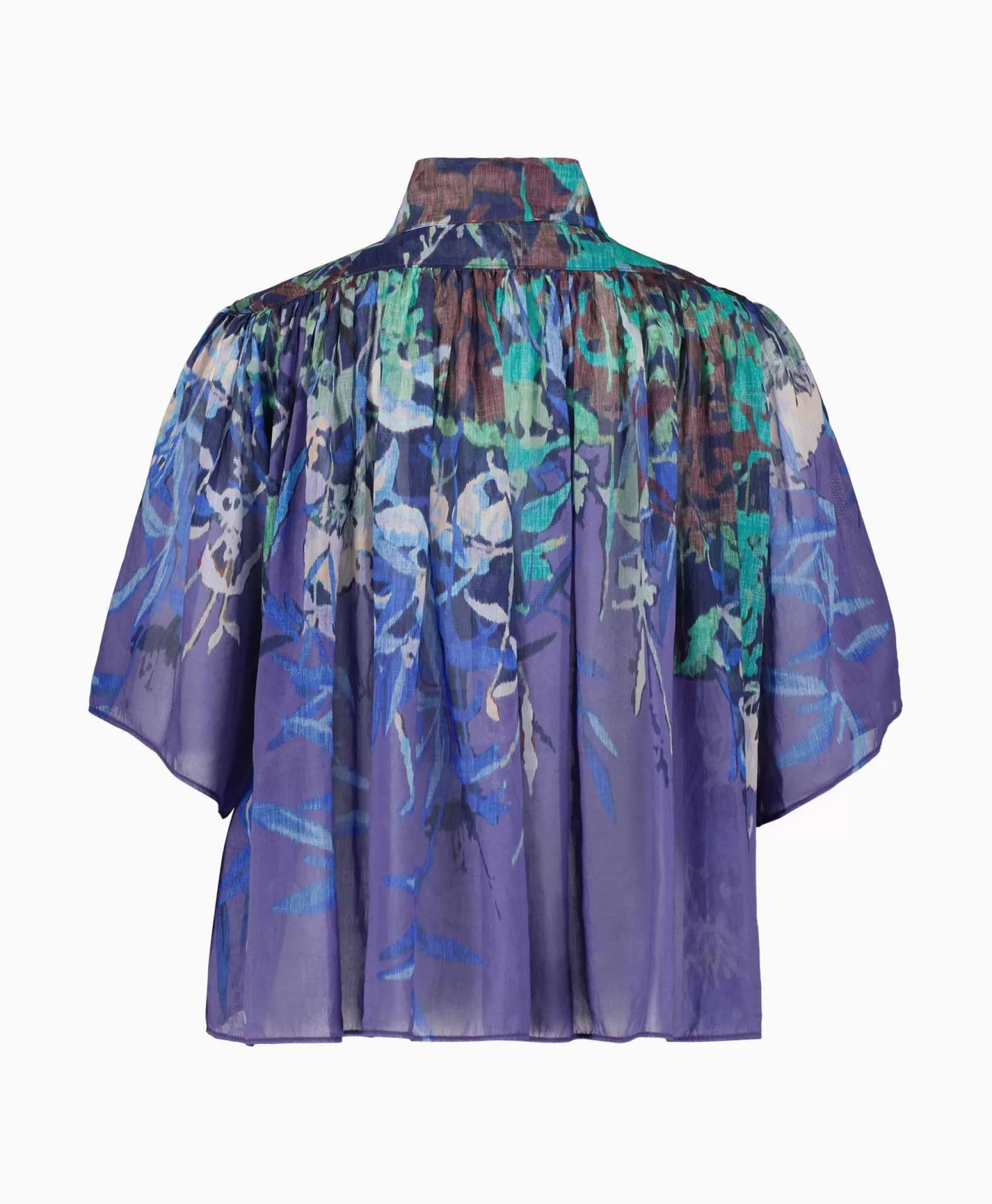Blouses*Forte_forte Blouse Heaven Print Cotton Silk Voile Short Sleeve Paars