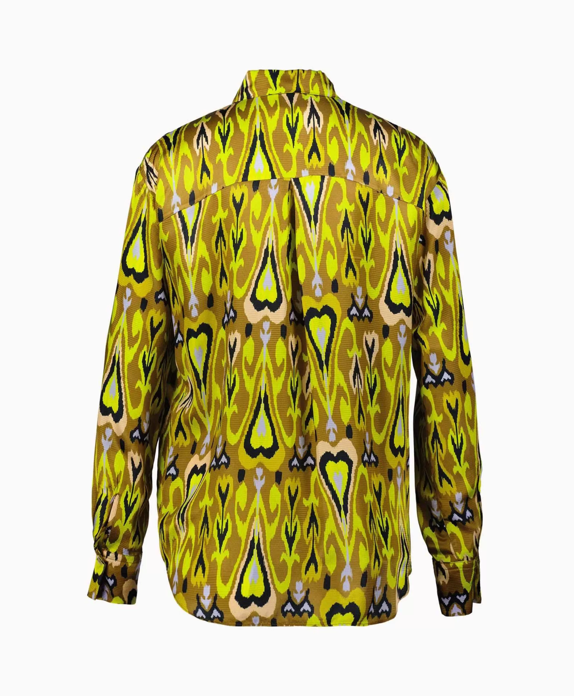 Blouses*Forte_forte Blouse Print Satin Shirt Norther Light Geel