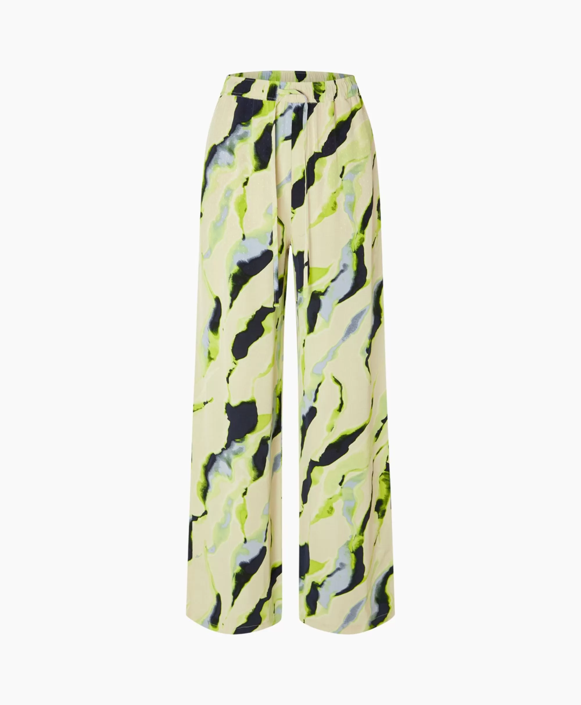 Broeken*Selected Femme Pantalon Lilian Hw Aop Wide Pant B Goud